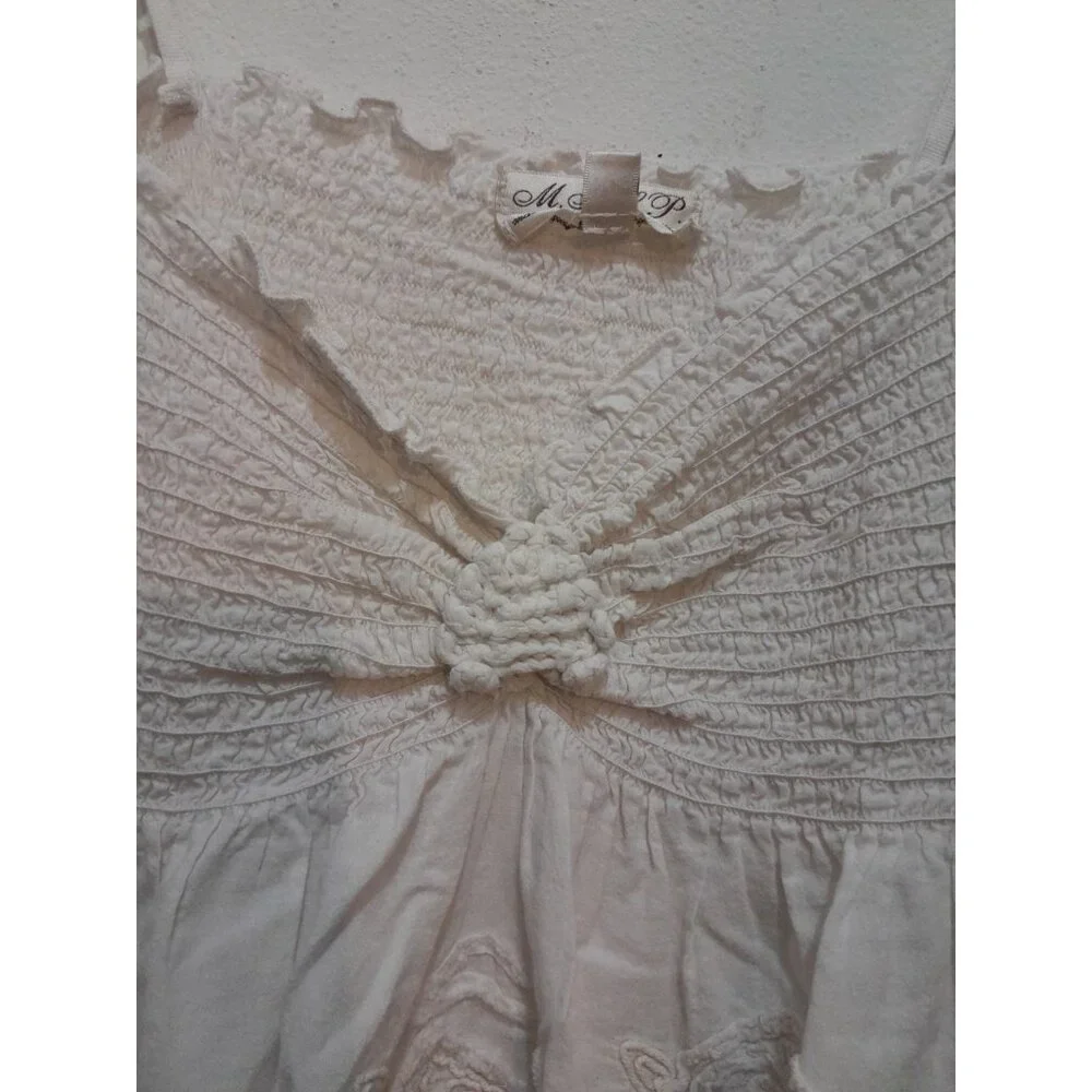 Womens Baby Doll Y2K Coquette Crochet Embroidered Lace Size XS Top Ivory - Picture 3 of 8